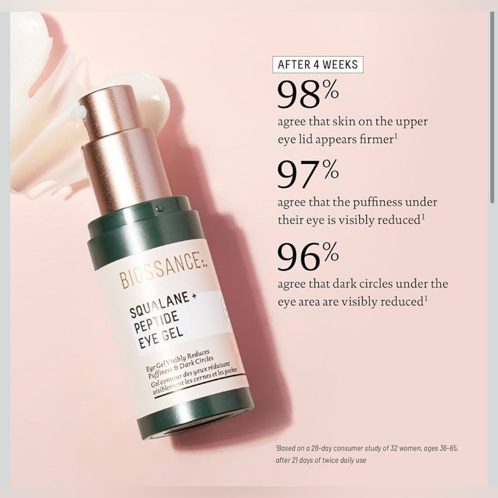 Biossance Squalane + Peptide Eye Gel Full Size Dark Circles Puffiness Hydrating - Picture 2 of 6